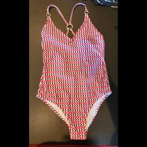 Kona Sol Zigzag Patterned Swimsuit Sz L
